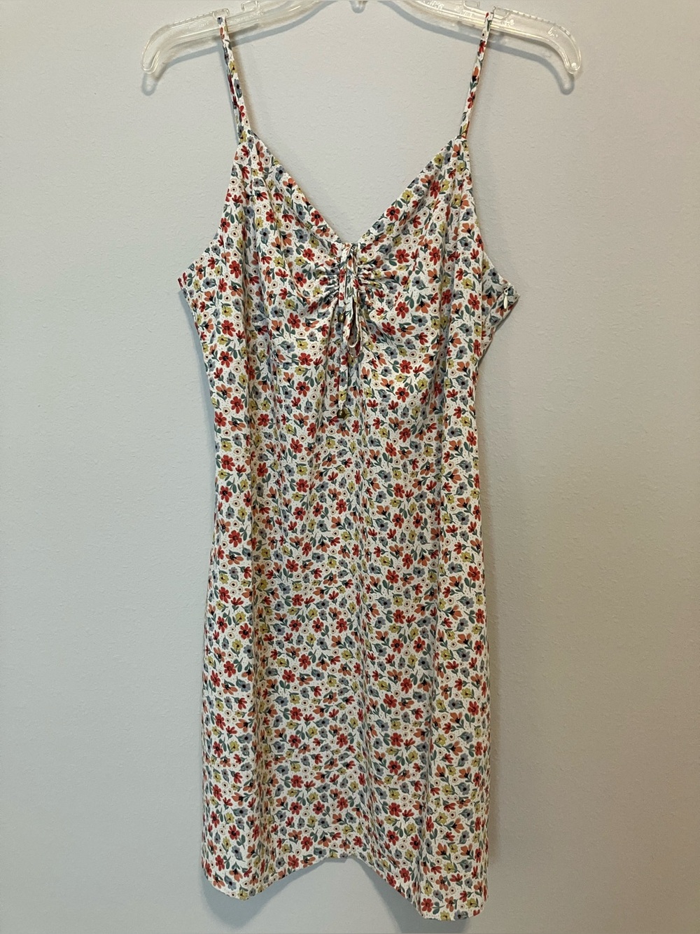 FORE Floral Slip Dress Large Multicolor Boho Spaghetti Strap Tie Front Size L